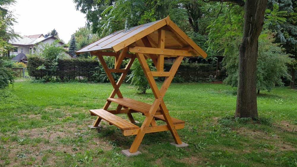 Überdachte Sitzgruppe Waldschänke in 3 Varianten Bausatz Überdachte Sitzgruppe Waldschänke in 3 Varianten Bausatz