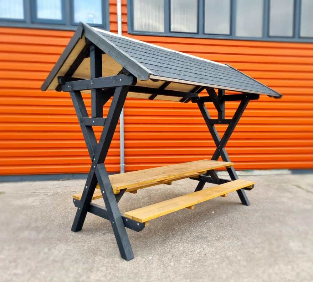 Überdachte Sitzgruppe Waldschänke ”Black Edition” Bausatz Überdachte Sitzgruppe Waldschänke ”Black Edition” Bausatz